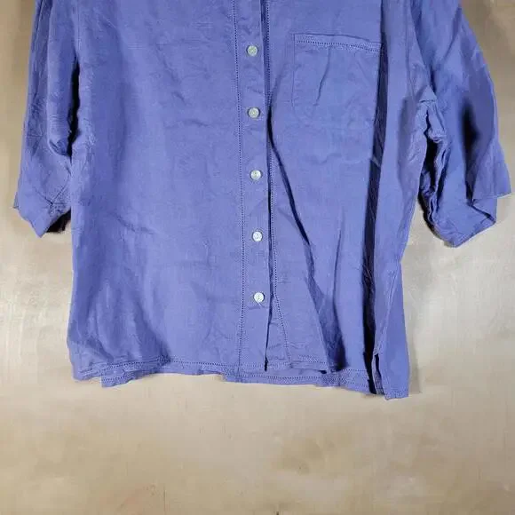 Talbots Petites Irish Linen Lilac Button Front Shirt Women Petite Size 16P - Picture 8 of 10